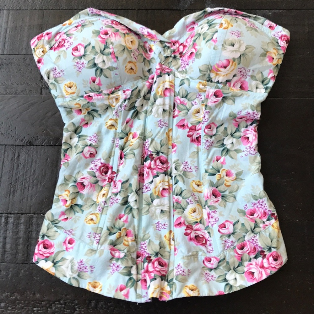 Floral Strapless Corset Top